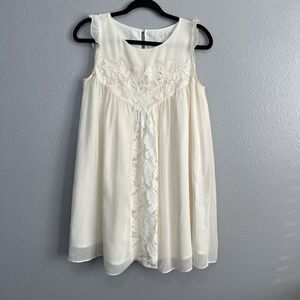MERCURYDUO Women's One Size Chiffon Mini Dress Lace Twee Flirty Fairy Coquette
